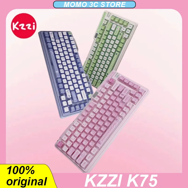 

Kzzi K75 Mechanical Keyboard Colorful Edition Wireless Bluetooth Three Mode Gasket PBT 82keys Customized PC Gaming Keyboards