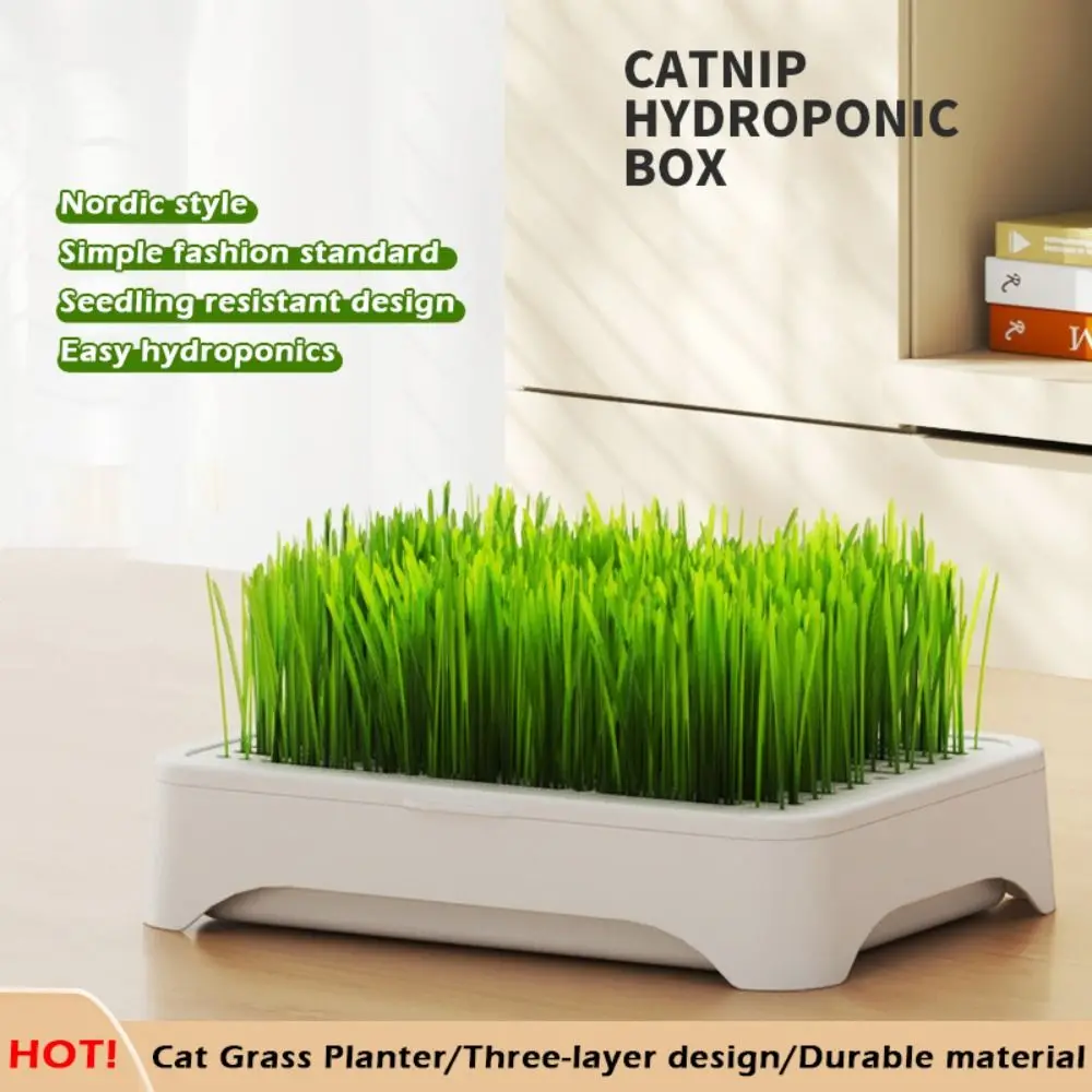 Plastic Hydroponic Seeding Tray Self-planted Multi-functional Cat Grass Nursery Pot Reusable Growth Planter Garden Supplies