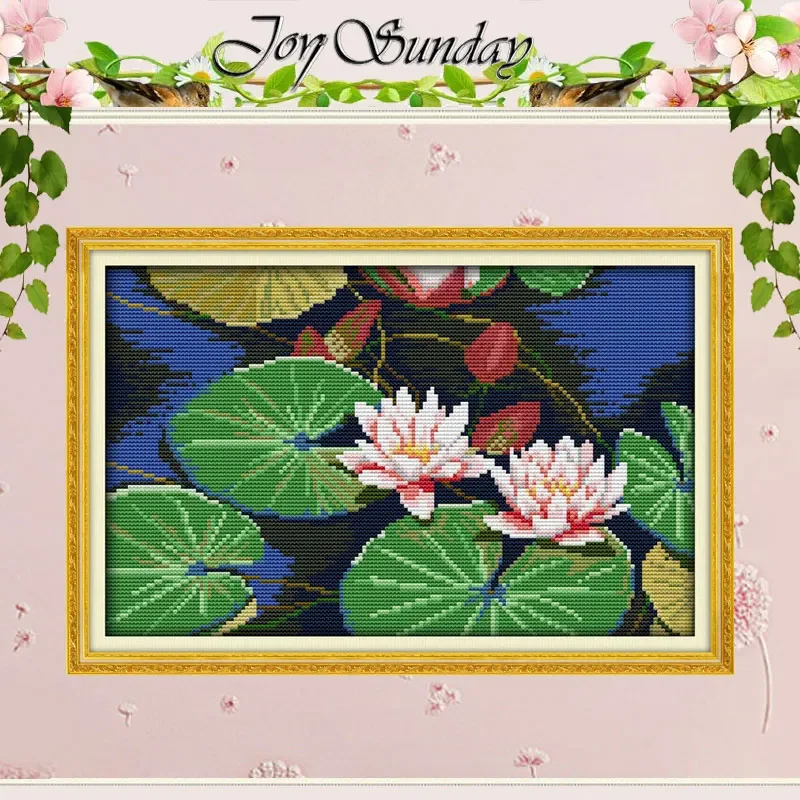 The Water Lily (2) Patterns Counted Cross Stitch Set DIY 11CT 14CT 16CT Stamped DMC Cross-stitch Kit Embroidery Needlework Gifts