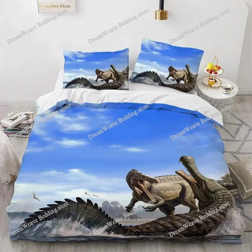 Dinosaur Duvet Cover Set for Kids Boys Girls Polyester  King Queen Size Bedding Set Cartoon Wild Animals Comforter Quilt Cover51