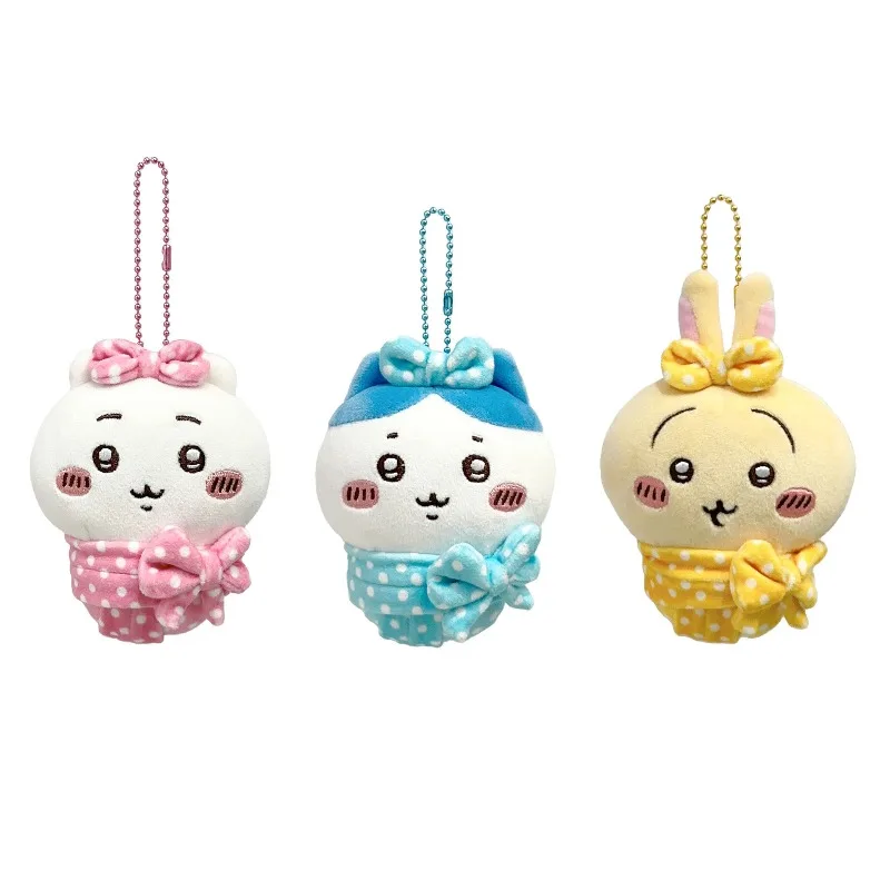 

Jhiikawas Polka Dot Bow Baby Swaddle Series Plush Keychain Cute Usagi Hachiware Jiikawa Anime Pendant Kawaii Bag Charm for Fans