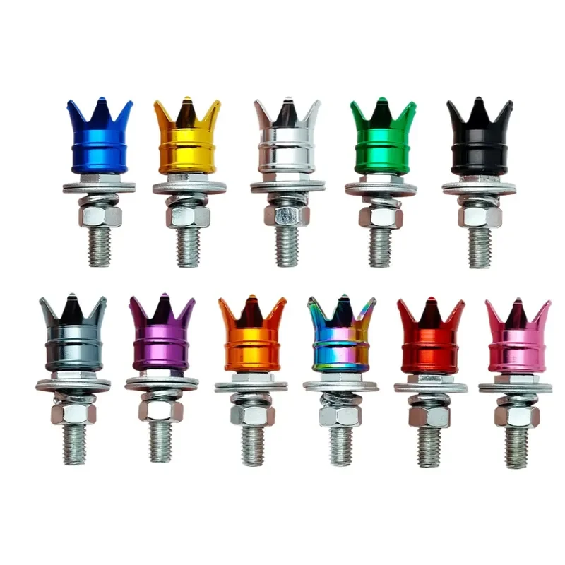 Cool Crown License Plate Screws - Anti-Theft Fasteners, Universal Fit for Most Vehicles - Aluminum Alloy & Stainless Steel
