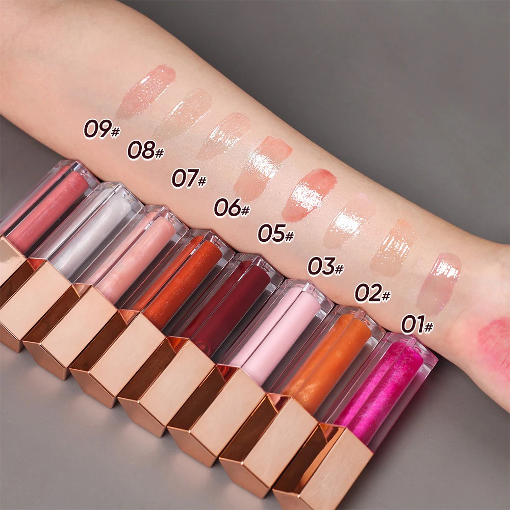 custom-logo-9-colors-lip-oil-private-label-plumping-fine-shimmer-wholesale-long-lasting-easy-to-apply-vegan-makeup-pentagon-tube
