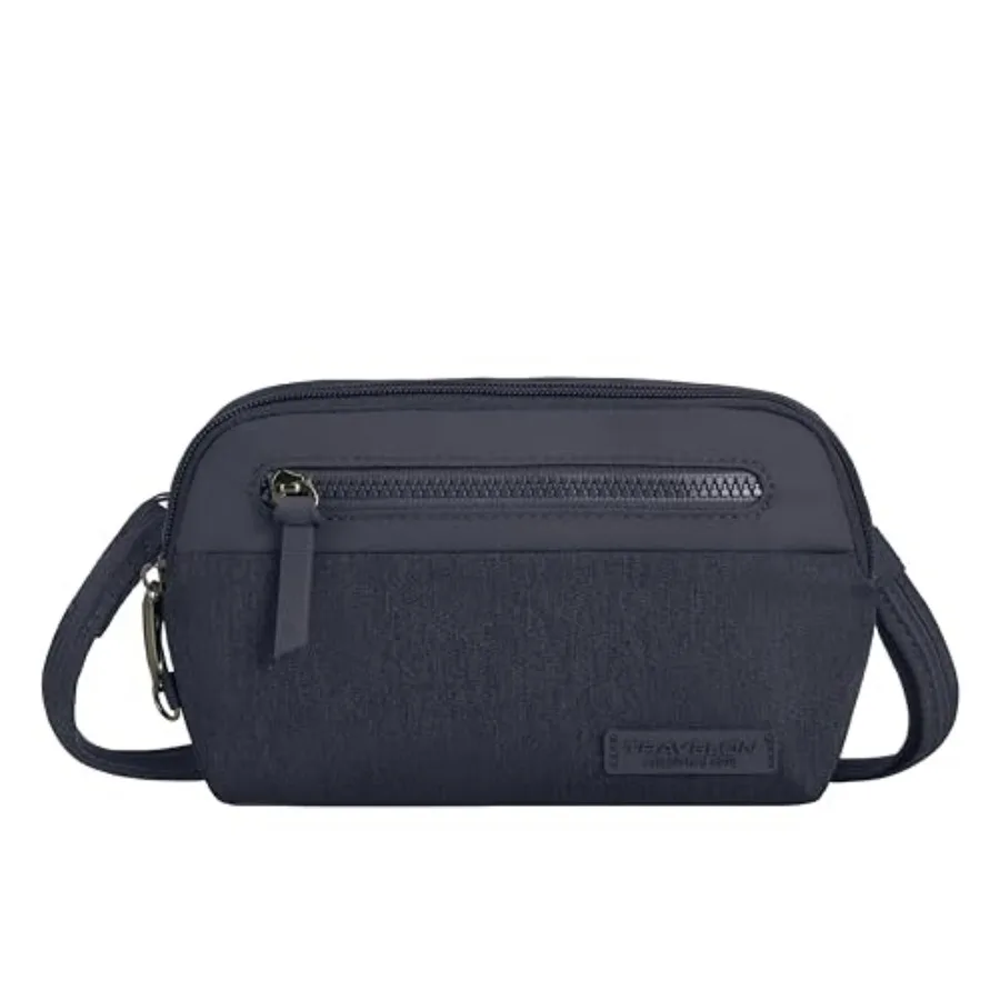 

Travelon Anti-Theft Metro Convertible Small Crossbody Bag for urban commuting, nylon fabric, black color, slash-resistant strap