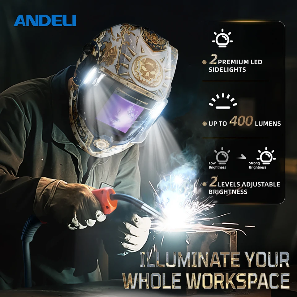 ANDELI自動遮光溶接マスク 3.94インチx3.74インチ トゥルーカラー 4