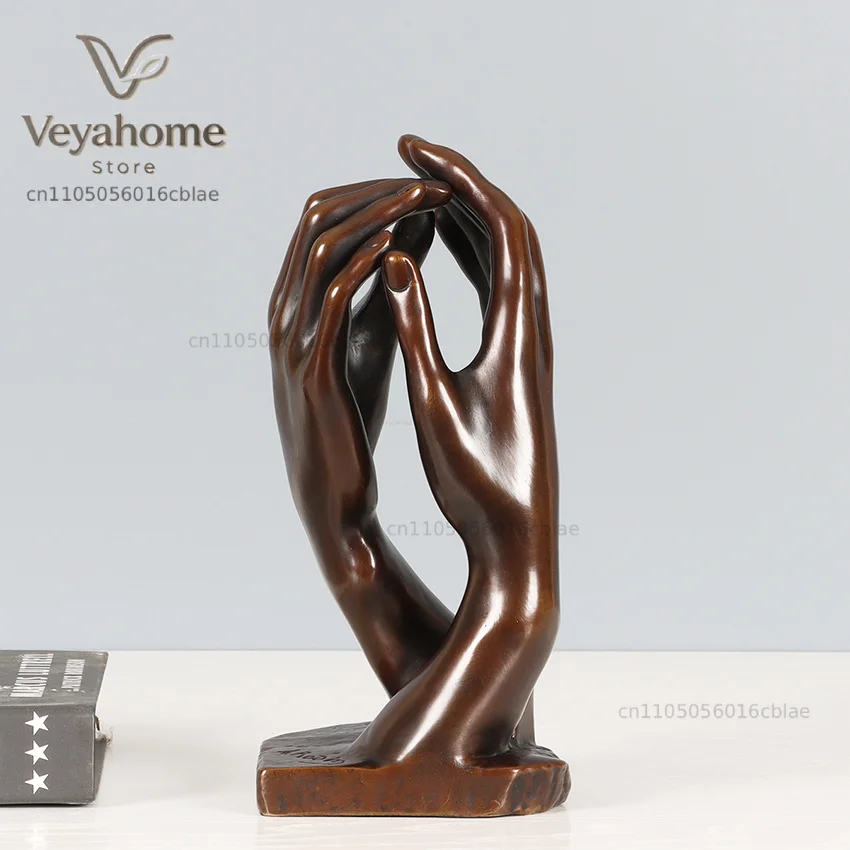 Bronze The Cathedral Hands Statue by Rodin Replica Famous Sculpture Figurine Home Decoration Gorgeous Gift