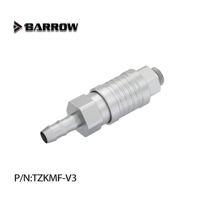 Barrow 304 Stainless Steel G1/4'' Fittings / Seal Up Lock / Quick Connector Stop Sealing for ID7.6mm Soft Tube / Silver TZKMF-V3