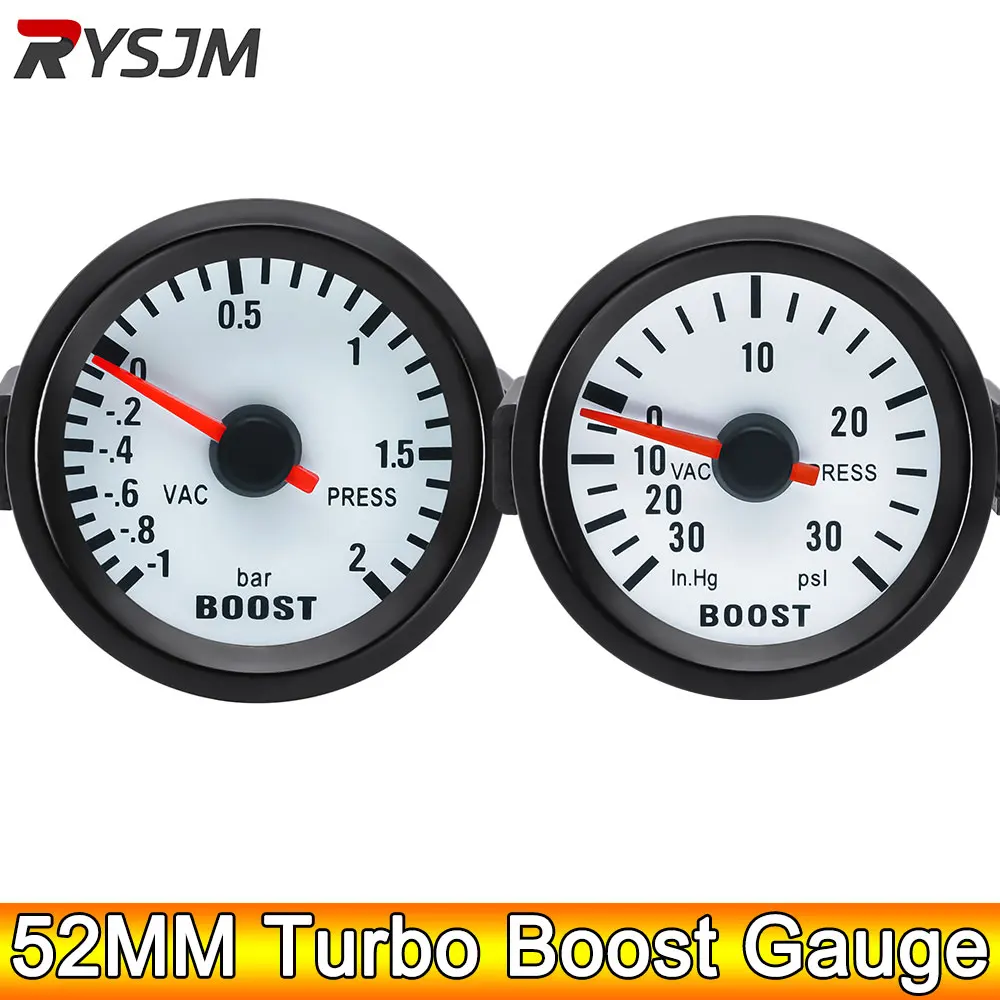 AD 52mm Car Turbo Boost Gauge Turbin -30~30 PSI -1~2 Bar Blue Backlight Pointer Clock Vacuums Round Instrument Meter DIGIT GAUG