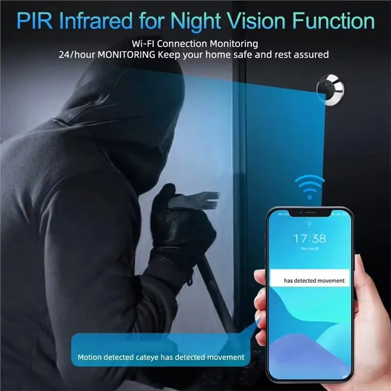 B04C-Wireless Tuya Wifi 2MP Peephole Door Camera Smart Video Doorbell PIR Motion Detection For Smart Home Security System A