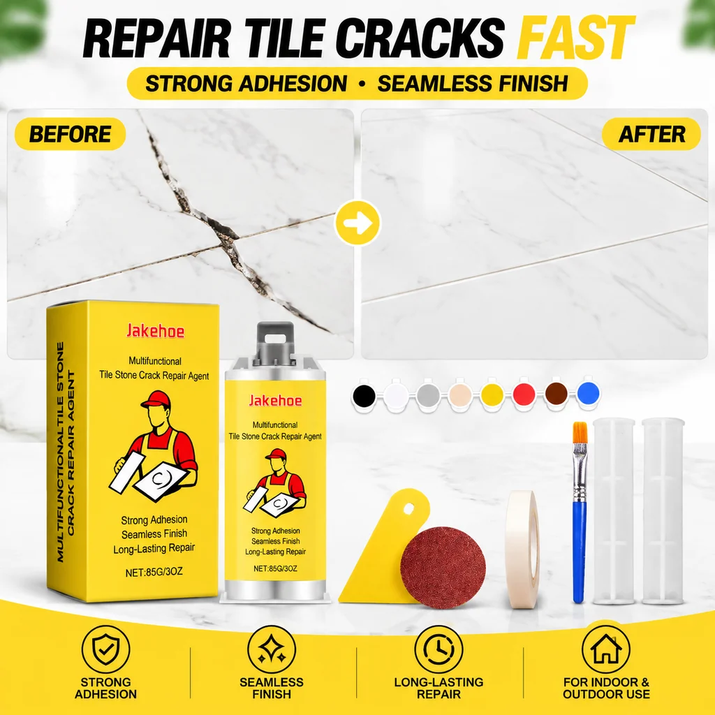 Tile Stone Crack Repair Kit Super Adhesive Quick Repair Ceramic Granite Marble Fix Tub Chips Sink Cracks Waterproof Durable Care