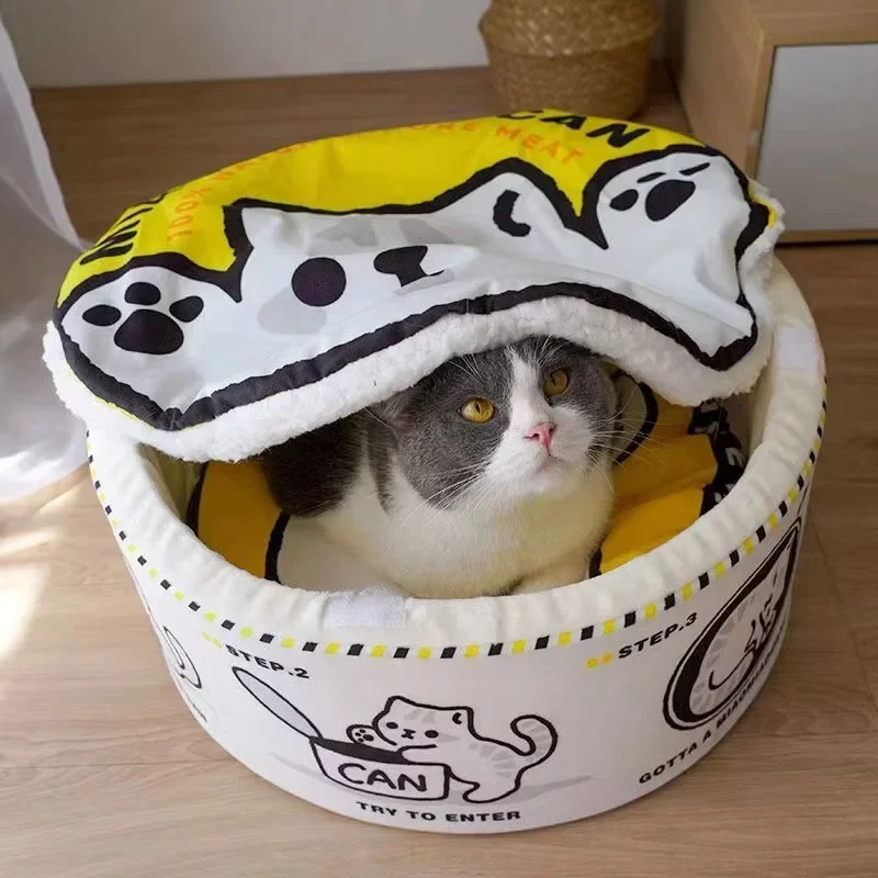 Pet Bed With Mat Removable Instant Noodle Pet House Kennel Super Large Warm Cushion Udon Cup Noodle Dog Cat Nest Beds