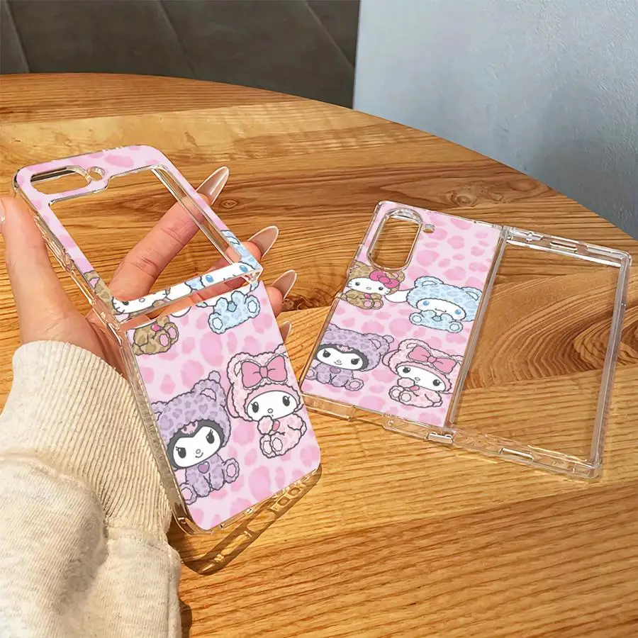 Leopard Sanrio Squad Case for Samsung Galaxy Z Fold 8 Ultra Z Fold 7 6 5 4 3 Z Flip 6 5 4 3 ZFold8Ultra Transparent Soft Phone