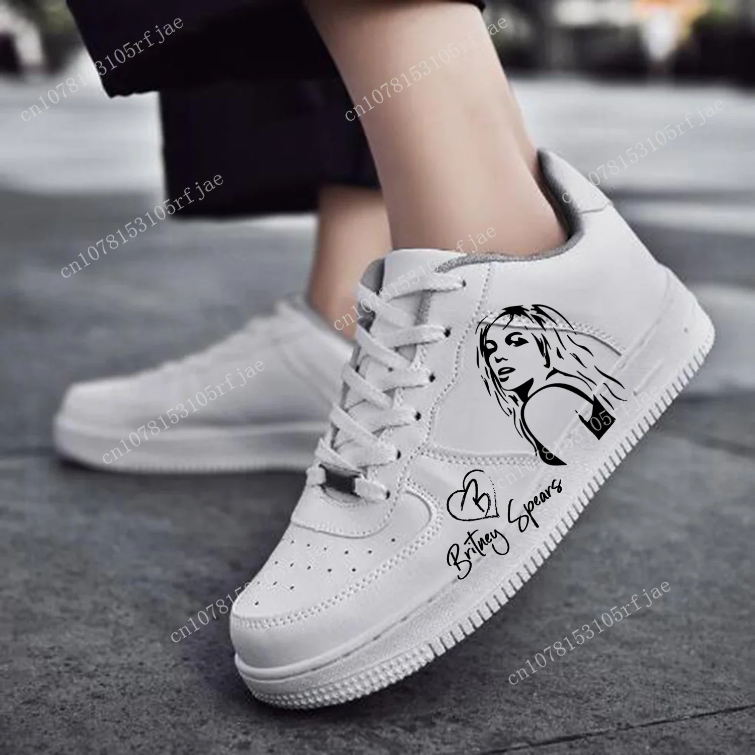 Britney Spears Singer AF Lace-Up Mesh Sneakers para homens e mulheres, alta qualidade, Flats Force, Sports Running Shoe, Custom Made Shoe