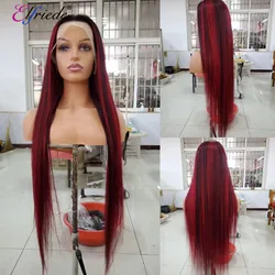 Elfriede #Red Highlight Straight Lace Front Wigs for Women Lace Wig 4x4 13X4 13X6 HD Lace Frontal Wig 100% Remy Human Hair Wigs