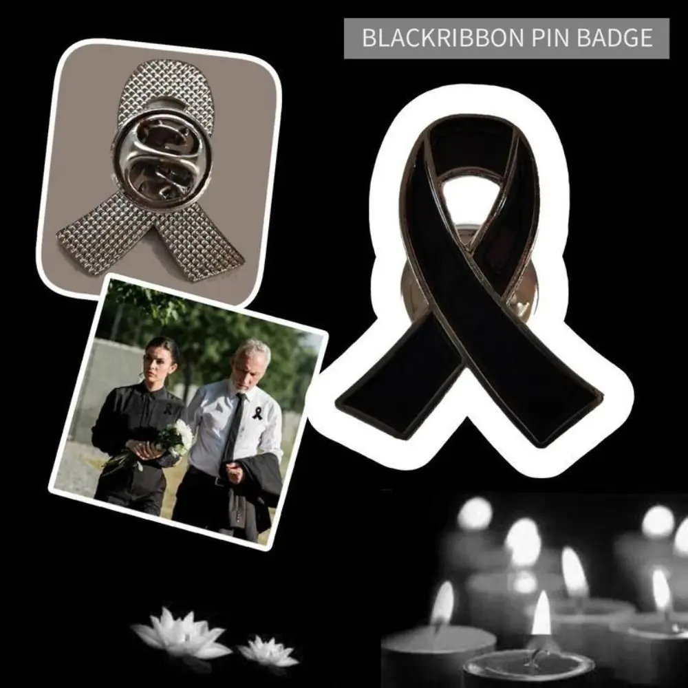 جديد المحمولة التذكارية الشريط الأسود بروش تذكارية الملكة سبيكة شارة ملحق شريط أسود القوس دبوس للجناث والحداد #4