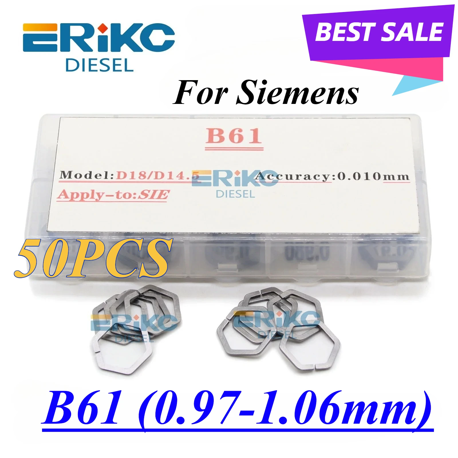B61 Common Rail Diesel Injector Shim Size 0.97-1.06mm Accuracy 0.005mm For Siemens Injection Nozzle