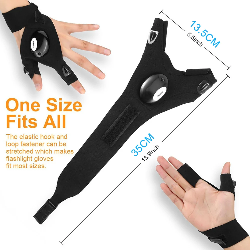 新しい LED フィンガー懐中電灯屋外釣り手袋トーチ指なしグローブライトキャンプハイキング作業サバイバルレスキューライト