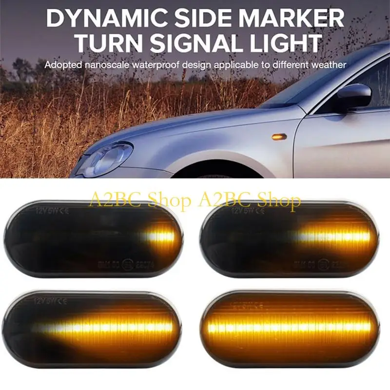 A2BC 2Pcs Easy Installation Car Light Dynamic Flowing Side Marker for Golf 3 4