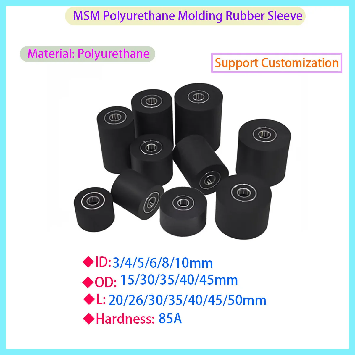 

Double Ring Polyurethane Guide Ball, Rubber Ring Rotating Inner Diameter 3/4/5/6/8/10mm