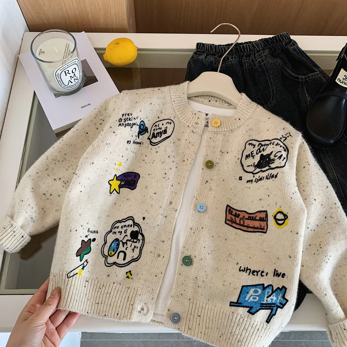 2026 Autumn Children Knit Cardigan 2-7 Y Cute Cartoon Sweater Coat Boys Girls Soft Loose Sweater Jacket Kids Outerwear Clohes
