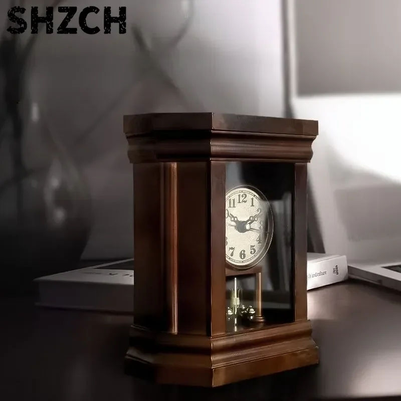 Reloj de Escritorio Metálico Simple y Silencioso, Reloj de Mesa Creativo, Retro, Lujoso y Multifuncional, Reloj Moderno para Sal