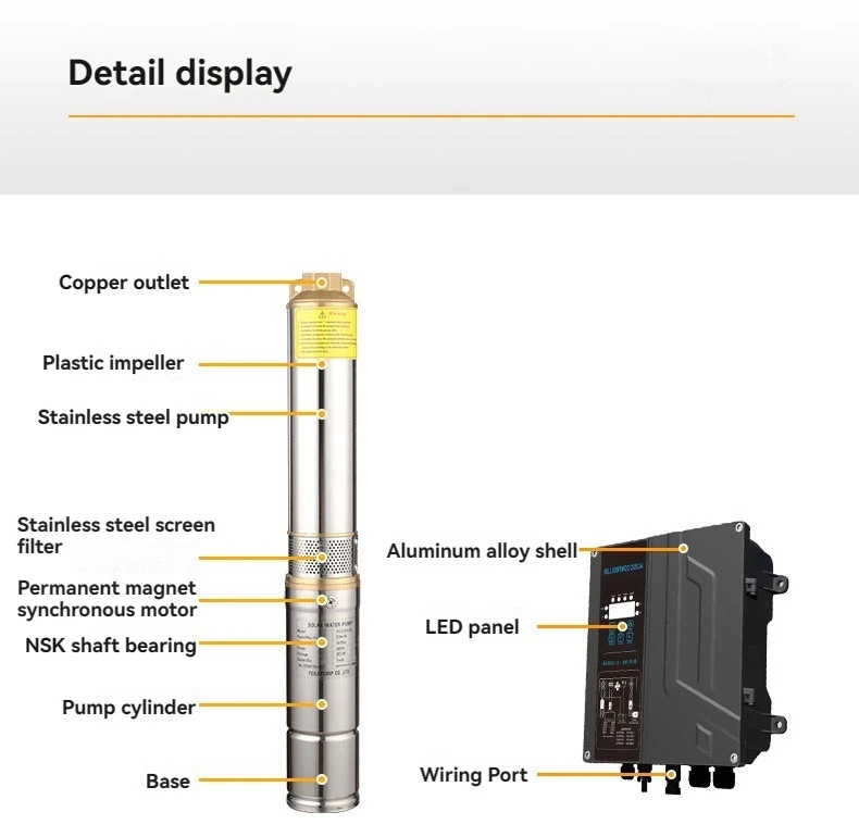 Submersible Solar Water Pump Deep Wells Ponds Environmentally Friendly Agricultural Irrigation Solar Panel Integration