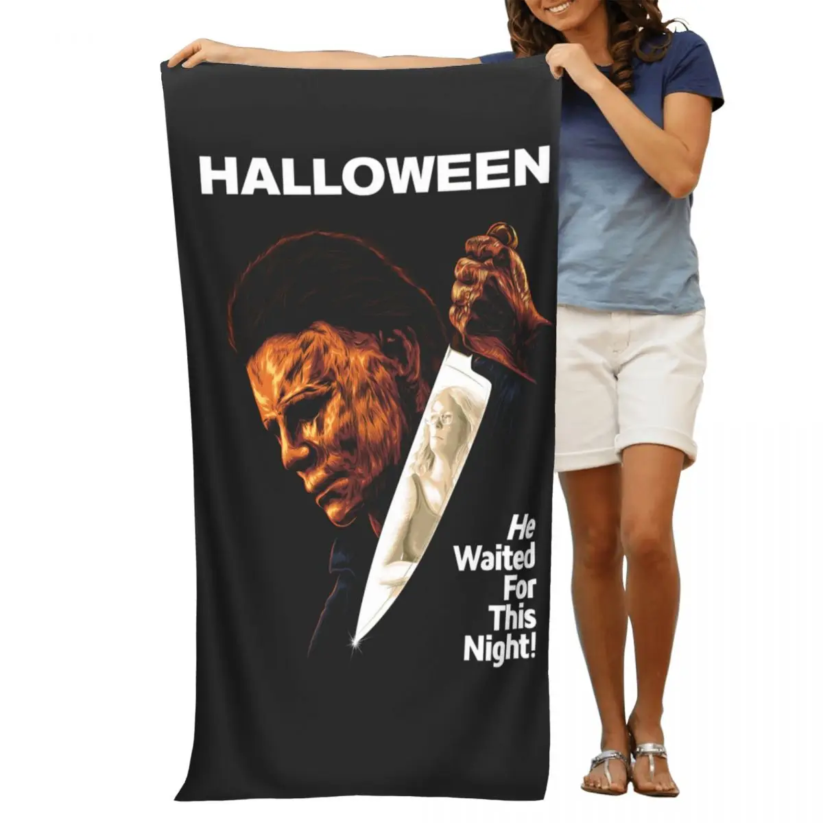 Michael Myers Knives Beach Bath Towel Microfiber Halloween Spooky Movie Pool Towels