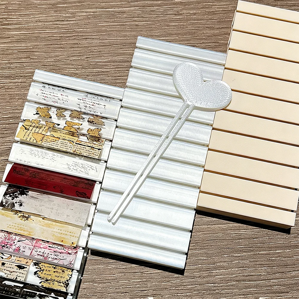 Cajas de Almacenamiento para Papel de Transferencia de Arte de Uñas (6 Estilos) con Palitos de Papel en Rollo con Corazones Blancos, Soporte para Papel de Transferencia de Uñas, Herramientas de Manicura
