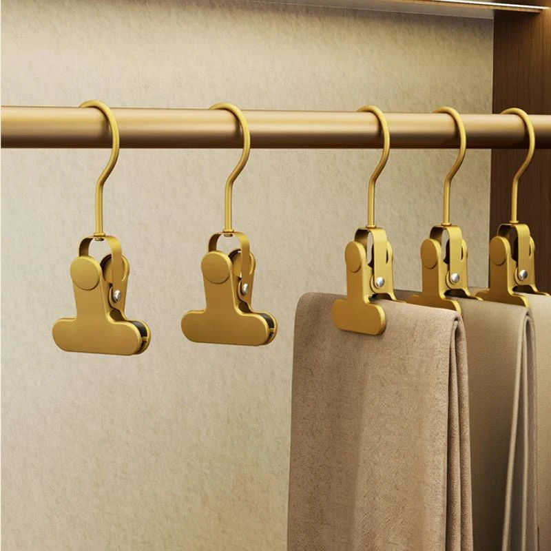 Clothes Drying Clips Aluminum Alloy Windproof Anti-Slip Dress Pants Socks Clothespins Closet Space Saving Pants Hanger Organizer
