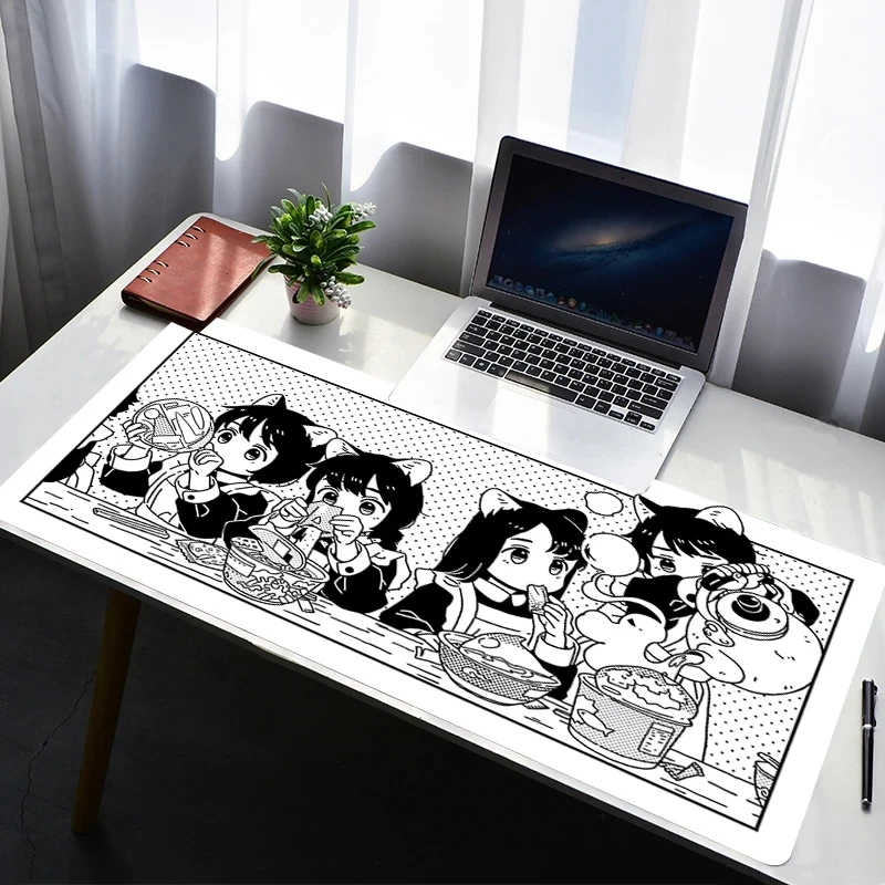 

Mouse Pad PC Accessories Mousepad Laptop Non Slip Extended Pad Rubber Black And White Anime Girl Keyboard Pad Gaming Mouse Mat