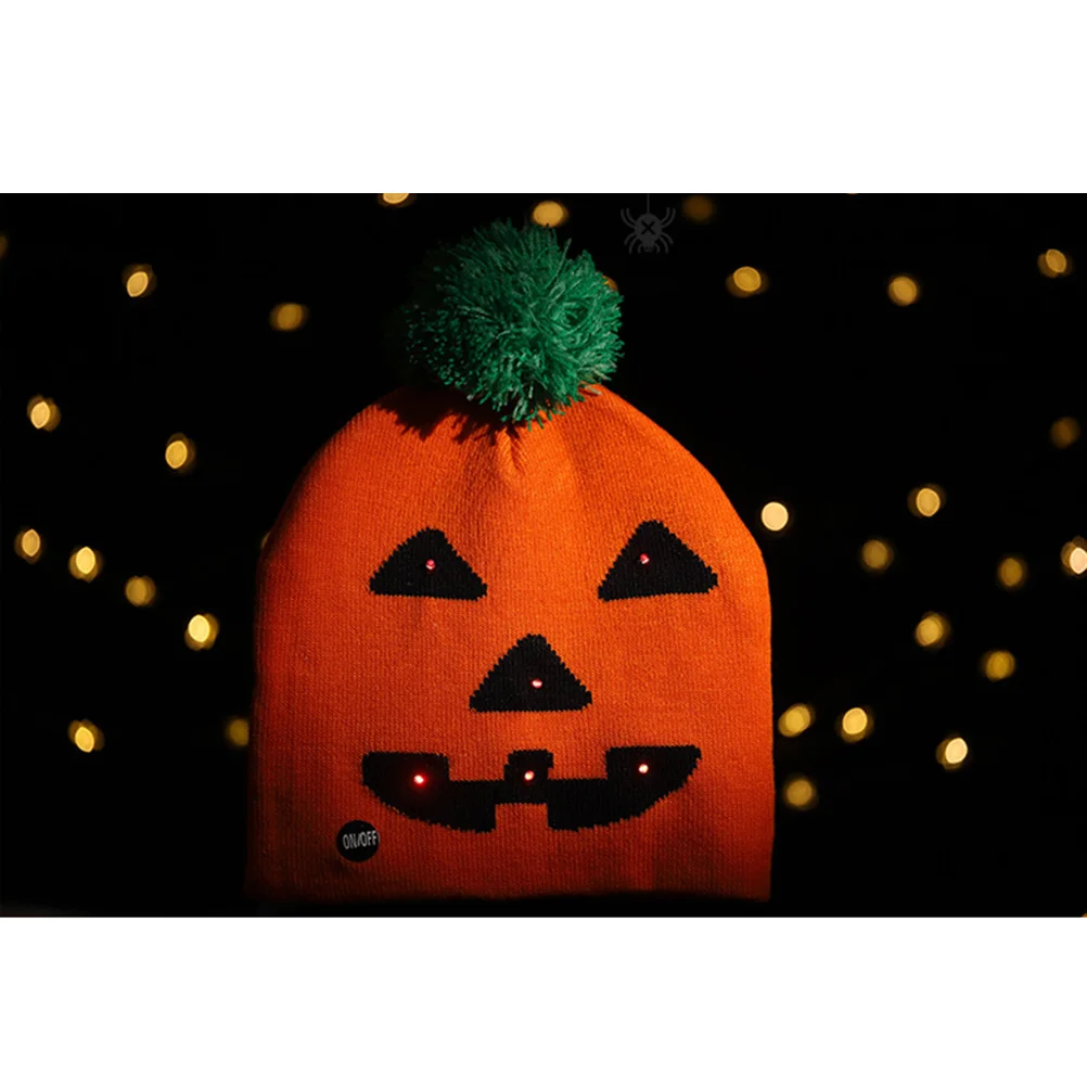 

2Pcs Halloween Luminous Knitted Hat Shiny Glowing Pumpkin Ghost Party Decor One Size Fits Most Halloween Glowing Hat