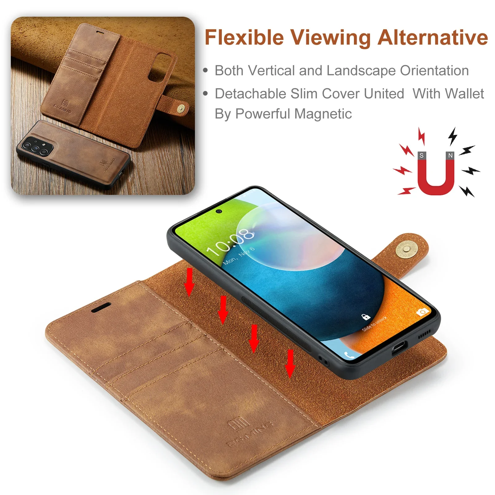 Detachable Magnetic Leather Cover for Samsung Galaxy S20 S21 S23 FE S24 S22 Plus Note 20 Ultra A55 A35 Wallet Card Holder Case