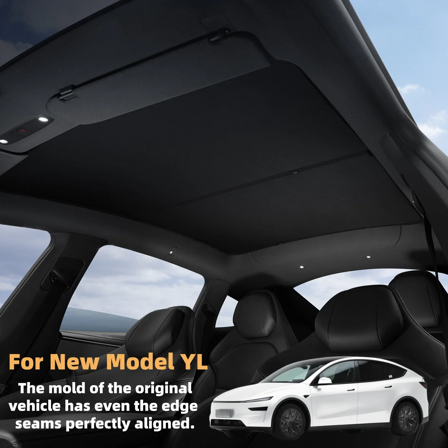 Für Model Y Yuniper /Model YL 2026+ Vorhang Auto-Dachisolierung Eiskristall UV-Schutz Wärmebarriere Deckenschutz – Detail 1