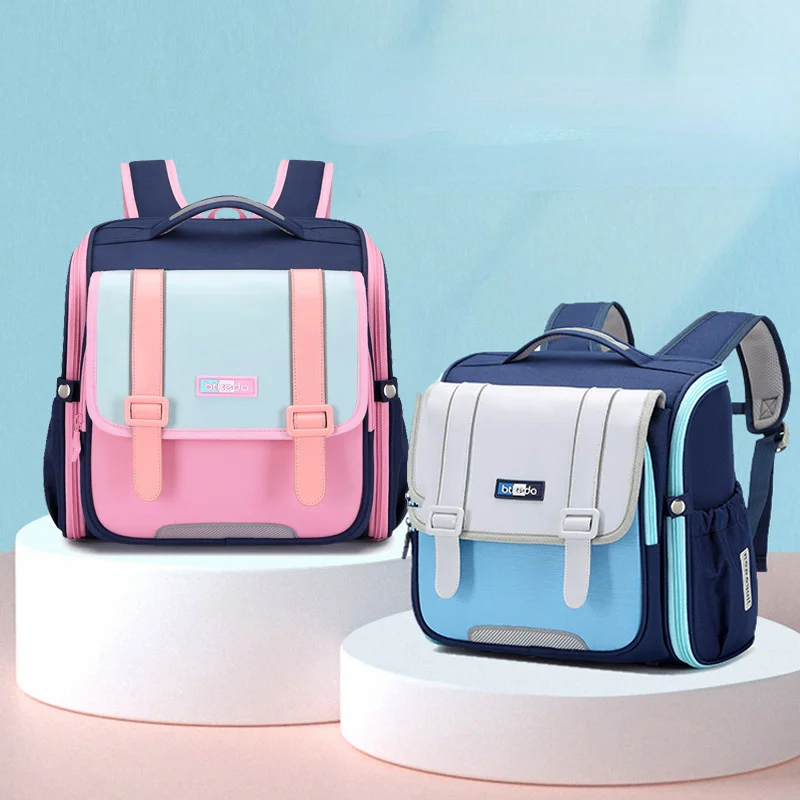 Primária Estudante Horizontal Schoolbag, Proteção Spine, Grande Capacidade, Leve Bolsa de Ombro, Impermeável Kid Mochila, 1-4 Graus