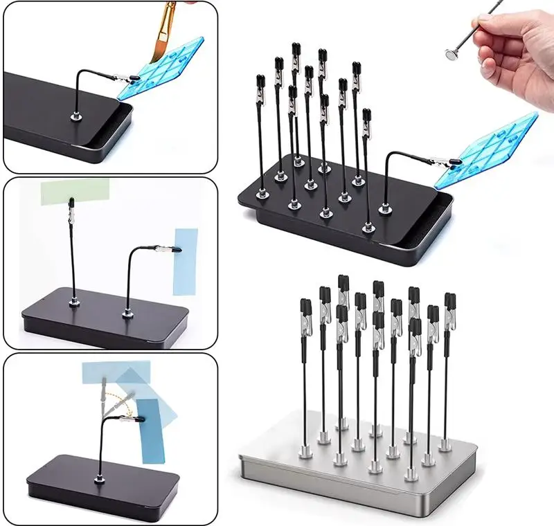 12 sztuk klips do kolorowania modeli magnetyczny zginany zacisk krokodylkowy kije regulowany stojak do malowania modeli