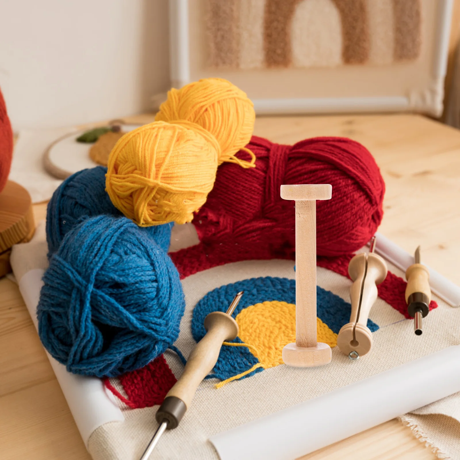 

4Pcs Unfinished Large Wooden Spools for DIY Sewing Thread Ribbon Wire Craft Bobbin Set Unfinished Wood Spool Large Wood Spool