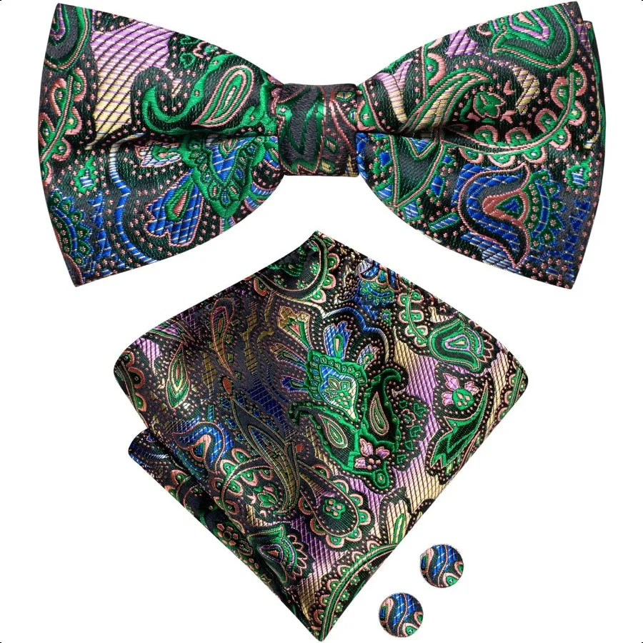 Мужские галстуки-бабочки HiTie, предварительно завязанные карманные квадратные запонки, мужские комплекты галстуков-бабочек для официальной вечеринки на свадьбу