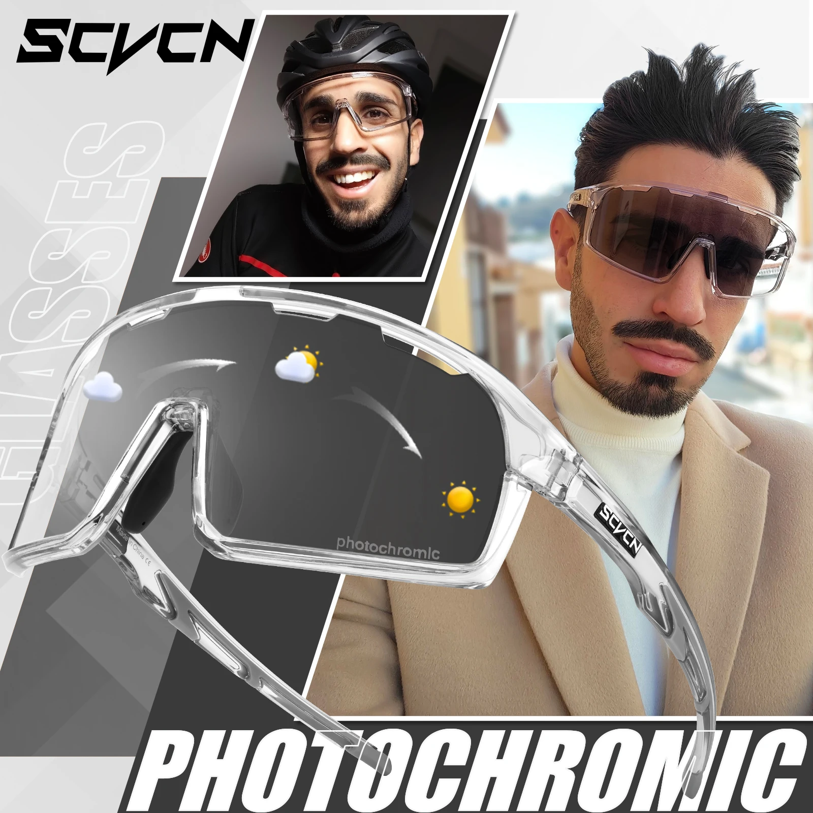 SCVCN اللونية الرياضة الدراجات نظارات الرجال النساء القيادة المشي لمسافات طويلة نظارات ركوب الخيل في الهواء الطلق نظارات حماية الجبلية UV400