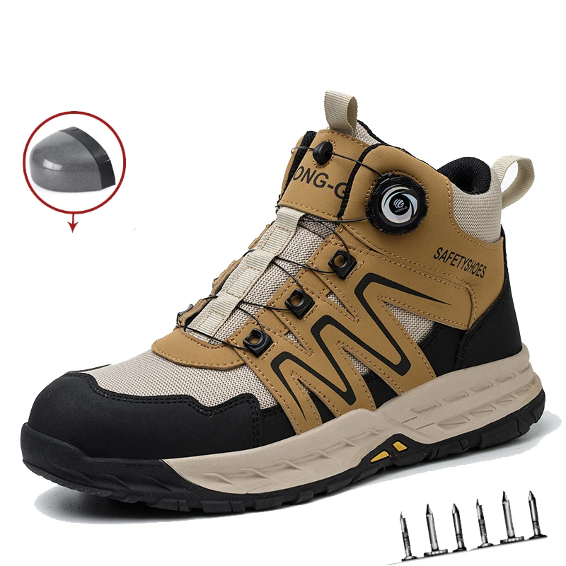 Steel Toe Shoes for Men Indestructible Work Boots Combat Safety Shoes Walking Anti-smash Anti-puncture Protective Sneakers