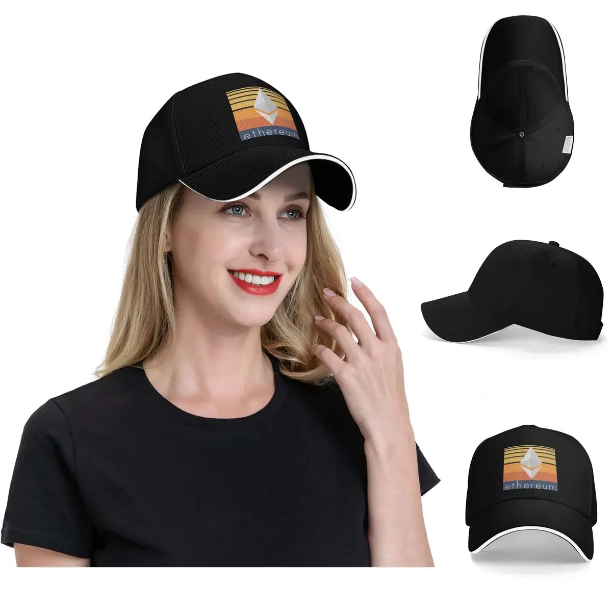 Casquettes de baseball Dark Ethereum Cryptocurrency Sunset, casquettes de baseball snapback, respirantes, décontractées, pour l'extérieur, unisexes