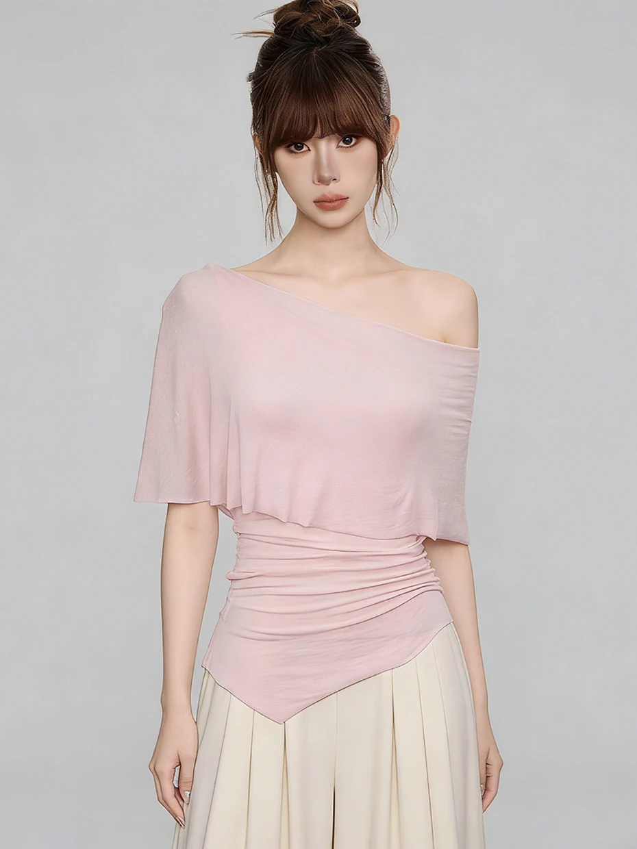 

Шикарная женская футболка с коротким рукавом и открытыми плечами, летняя модная уникальная красивая кружевная блузка с завышенной талией, премиум-качество