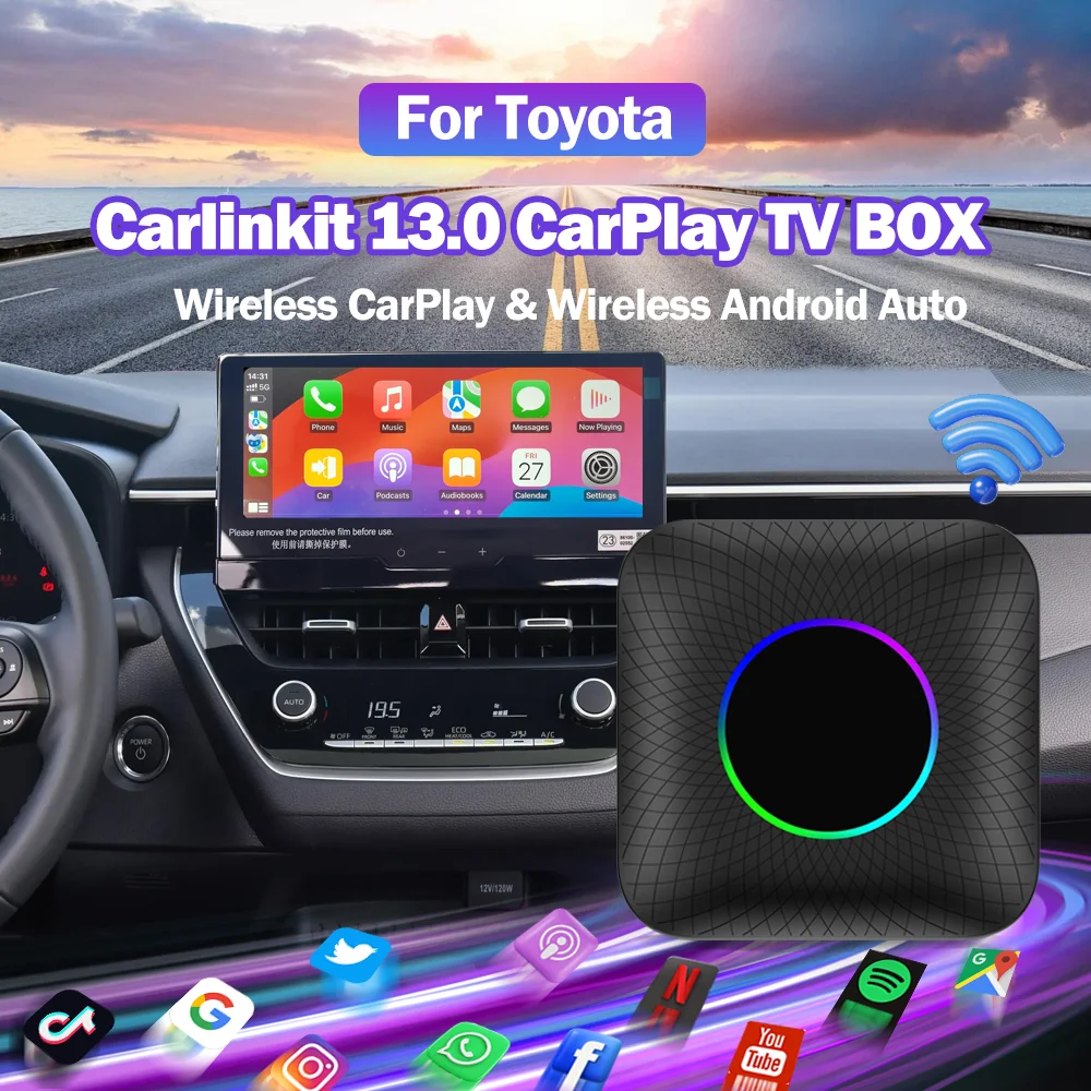 

Carlinkit wireless 13 Ai box CarPlayLED Tv Box Wireless Android Auto 128GB Original Car Screen Navigation Upgrade Box For Toyota