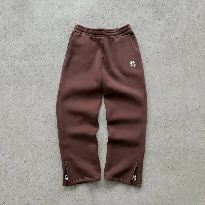 Herfst joggingbroek met trekkoord en ritssluiting, effen kleur, casual high street hiphop rap street Y2K-stijl broek met hoge taille