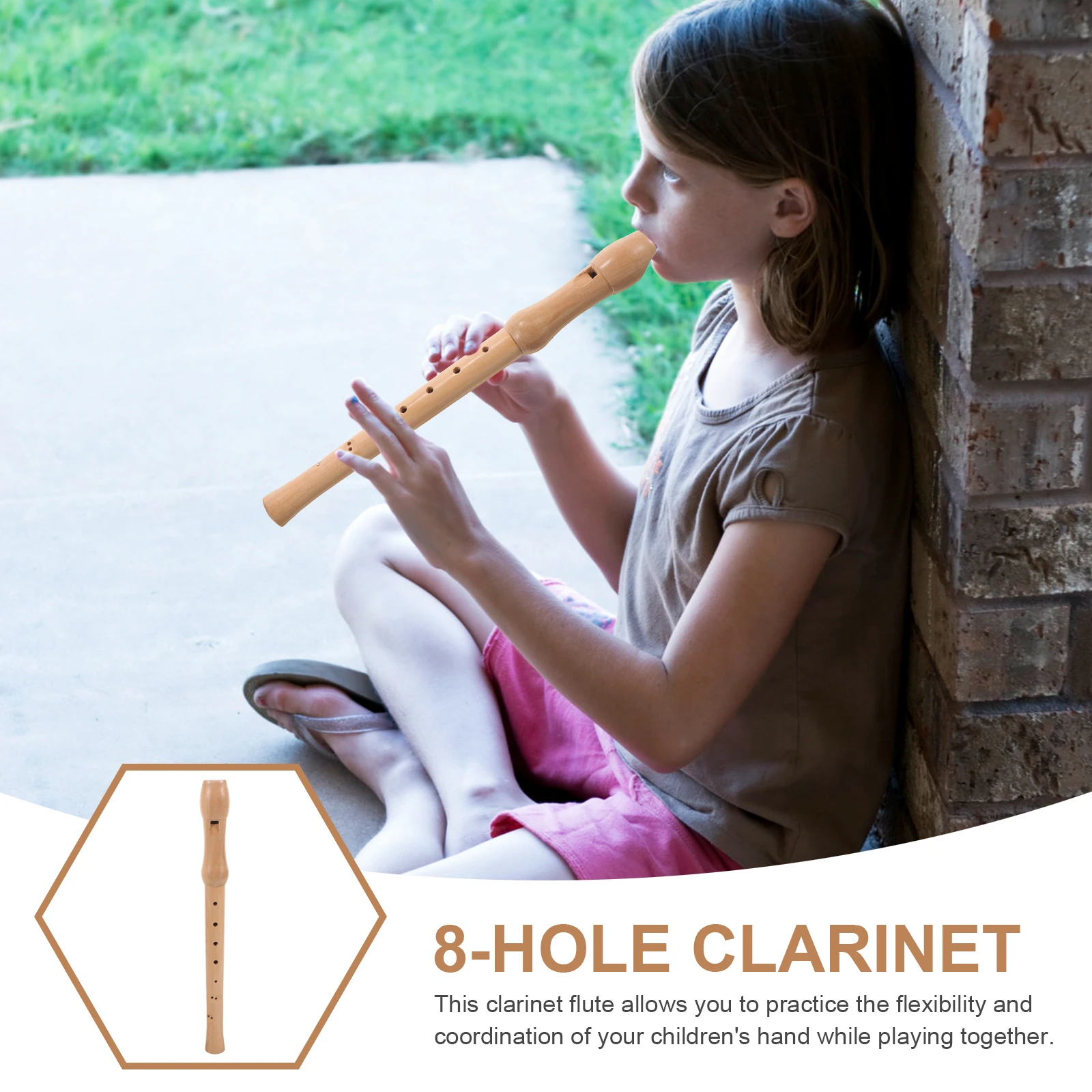 

German Style High Pitch Clarinet Detachable 8-Hole Educational Flute Portable Student Instrument Smooth Polished Design