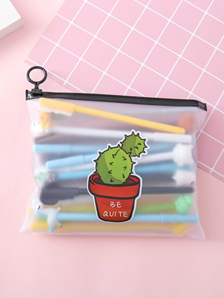 Cactus zíper saco cosmético pvc multifunction claro lápis casos à prova dcute água bonito mulher toalete saco organizador de maquiagem caso bolsa