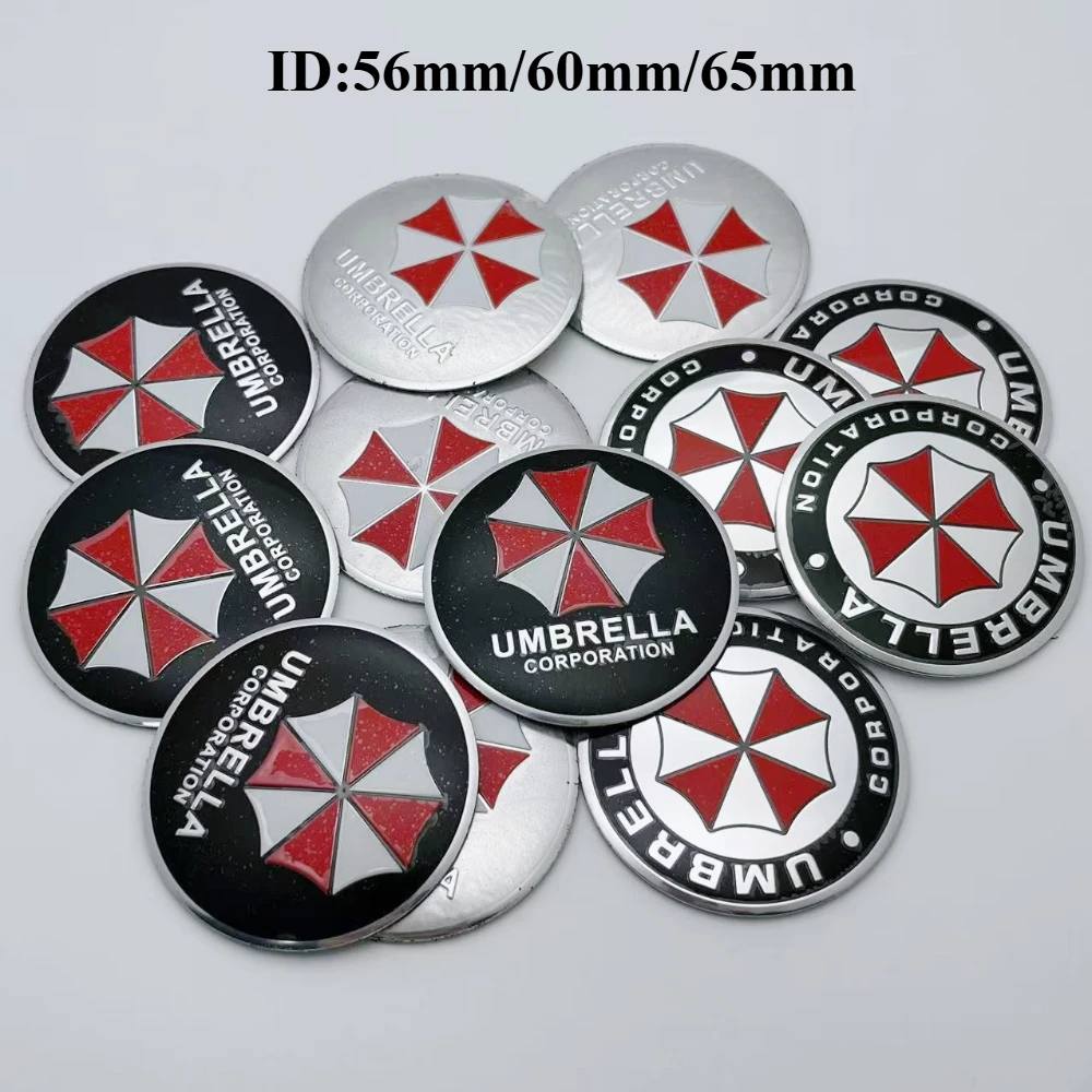 

4Pcs 56mm 60mm 65mm Resident Evil Umbrella Metal Logo Badge Car Stickers for Car Wheel Center Caps