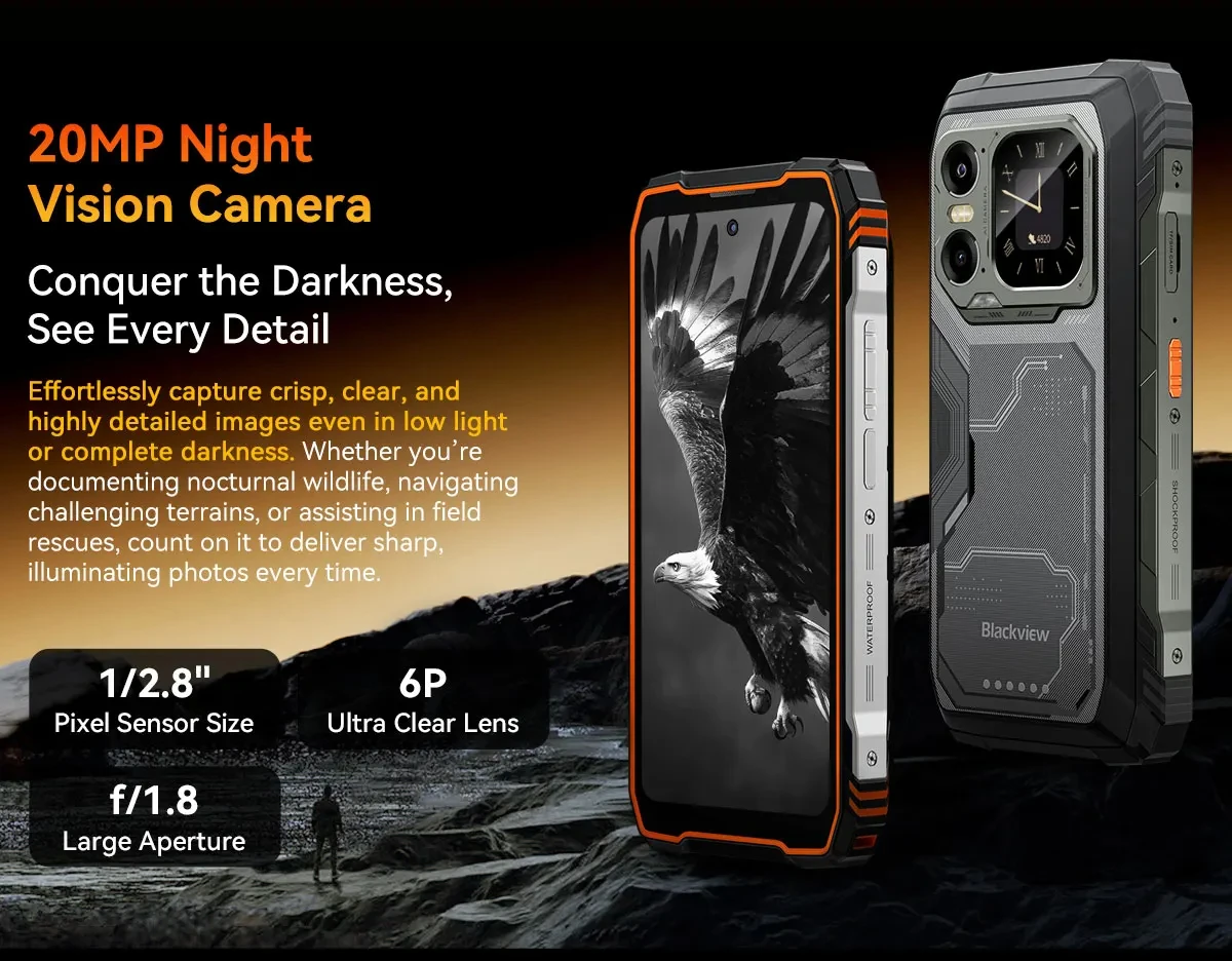 Blackview XPLORE 1 Rugged Phone 6.78'' 2.4K Display Call Phone 6GB+512GB 20000mAh Smartphone Android 15 NFC Telephone Portable