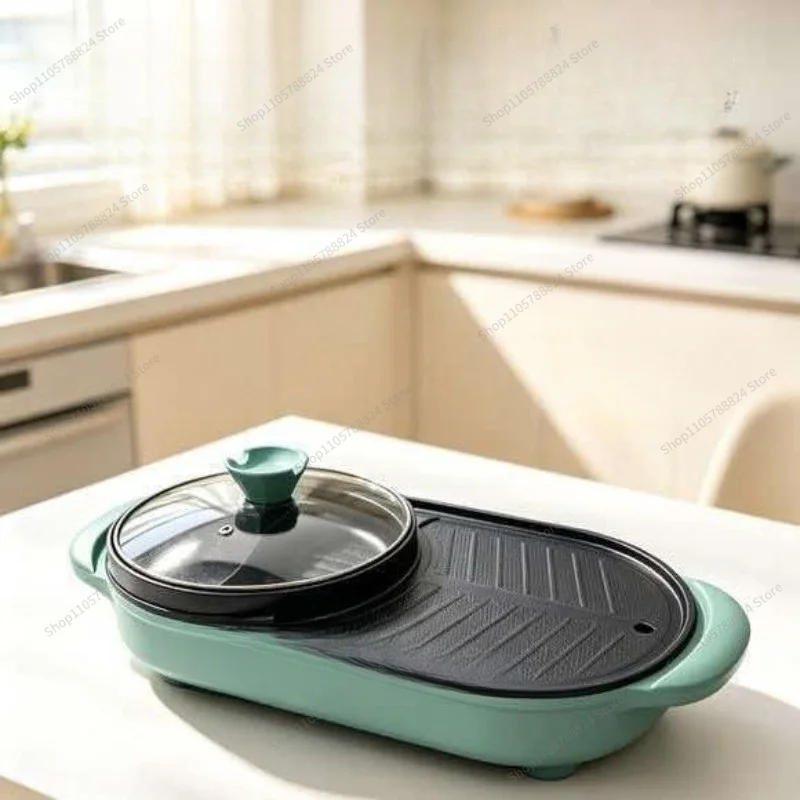 For Two-in-one Pot, Household Roasting Integrated Pot, Multi-functional Electric Hot Pot, Roast Meat Is Not Sticky