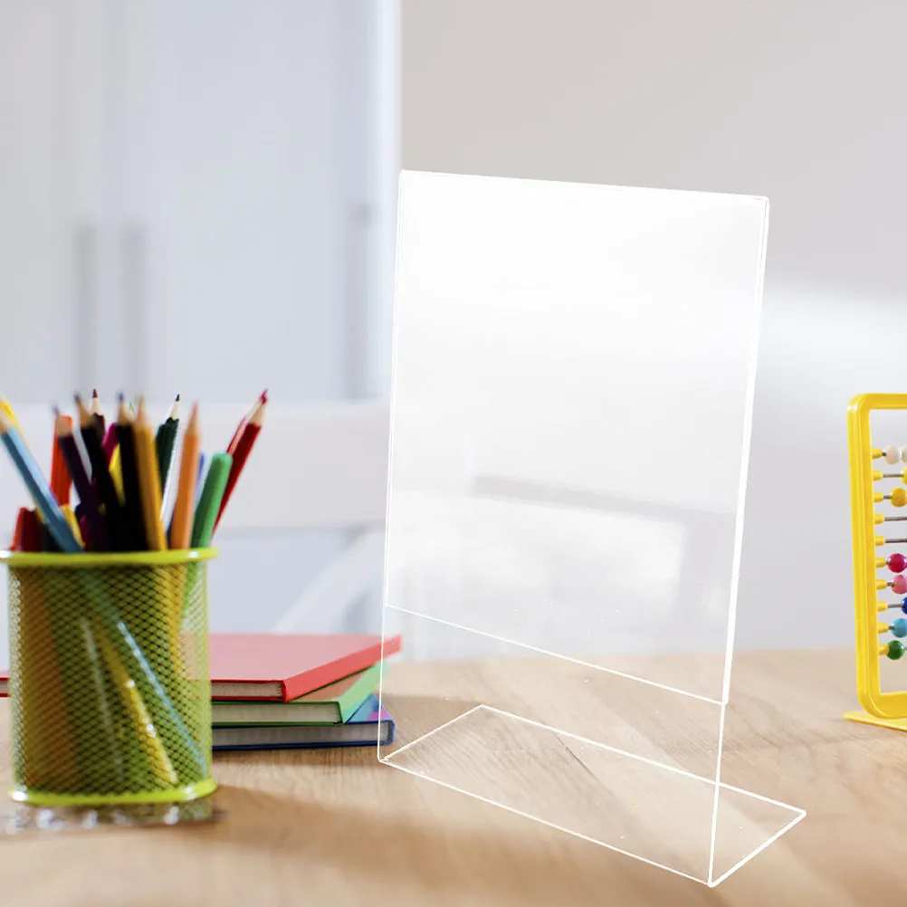 2Pcs Acrylic Poster Stand L-Shaped Clear Sign Holders for Menu Table Number Price Tags Qr Code Display Card Holders for Office