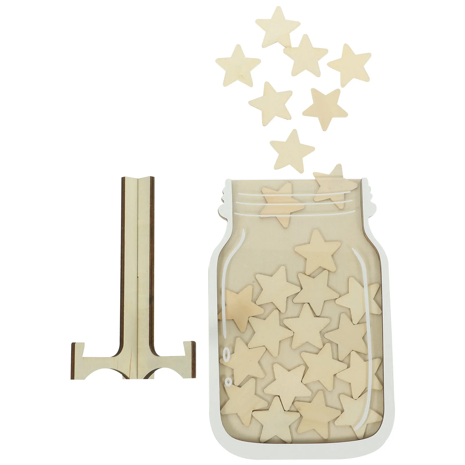 1Set Wooden Star Reward Jar Decorative For Home Decor Christmas Classroom Reward Storage Multifunctional Ornament